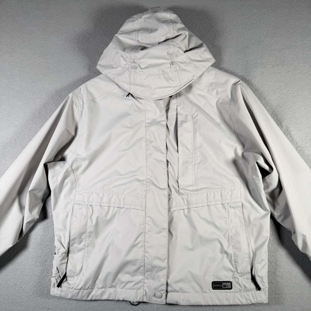 REI Womens Hooded Windbreaker Jacket Gray Full Zip Mesh Lined Size S 681292 - Picture 3 of 16